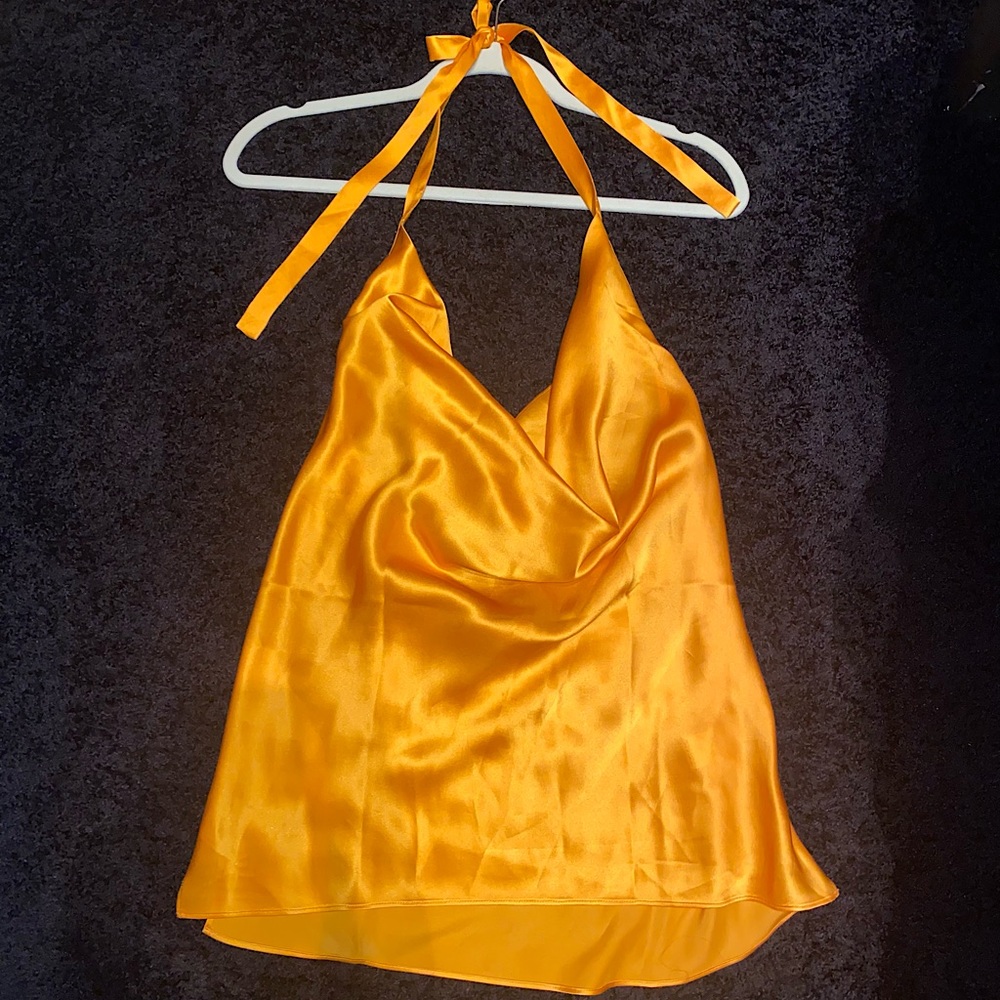Orange Cami NYC Silk Halter Blouse NWOT